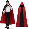 Joyfy Halloween Adult Vampire Costume Accessories, Reversible Hooded Cape Cloak and Tattoo Scar for Cosplay Dress Up Theme Party - 2 of 4