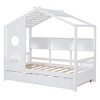 Merax Wooden House Bed with Trundle & Built-In Storage Shelves - 3 of 4