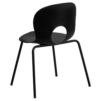 Versatile Black Plastic Contoured Cafe Chair with Stacking Design