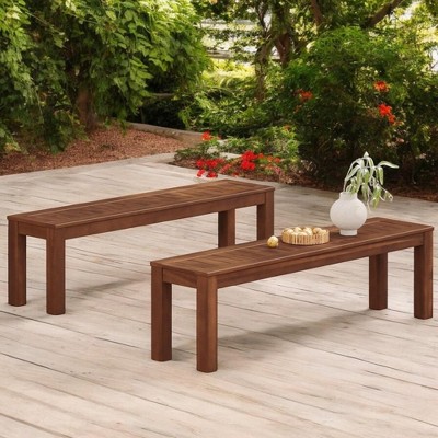 Alilang 61.75 inches Outdoor Wooden Patio Bench with Slatted Design and Sturdy Frame-Dark Brown