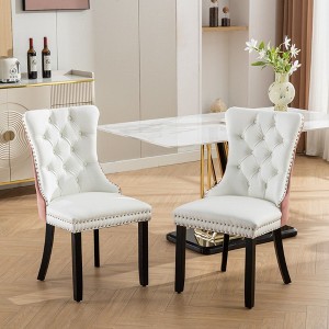 NicBex  Set of 2 High-end Tufted Solid Wood Dining Chairs,PU and Velvet Upholstered Armless Chairs for Kitchen,Living Room - 1 of 4