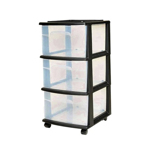 Homz Plastic 3 Clear Drawer Medium Home Organization Storage Container ...