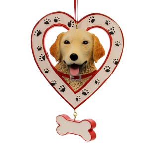 Kurt S. Adler 4.5 Inch Dog In Heart W/ Bone Canine Best Friend Tree Ornaments - 1 of 2