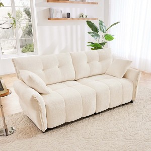 DOMETOUR Premium Two-Seater Sofa, Ergonomic Design, High-Resilience Foam, Modern Chenille Upholstery, White, for Living Room/Office - 1 of 4
