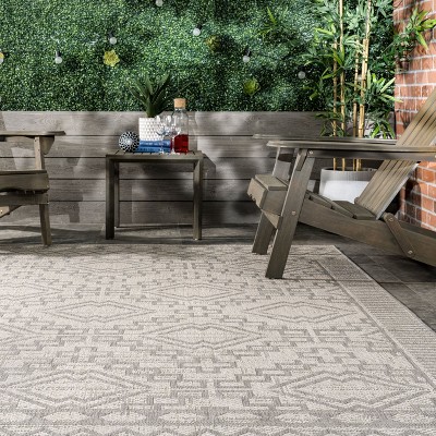 Gray Synthetic Flat Woven Indoor/Outdoor Area Rug