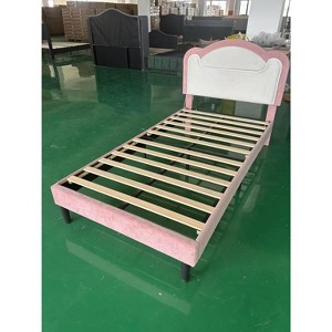 Twin Upholstered Bed Frame with RGB LED Lights & App Control, Platform Bed with Wood Slats & Fabric Headboard, No Box Spring Needed - 1 of 1