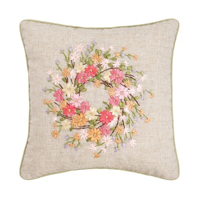 C&F Home 16" x 16" Zinnia Easter Wreath Spring Pillow