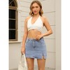 INSPIRE CHIC Women's Jean Side Slit High Waisted A-Line Stretch Mini Denim Skirts - 3 of 4