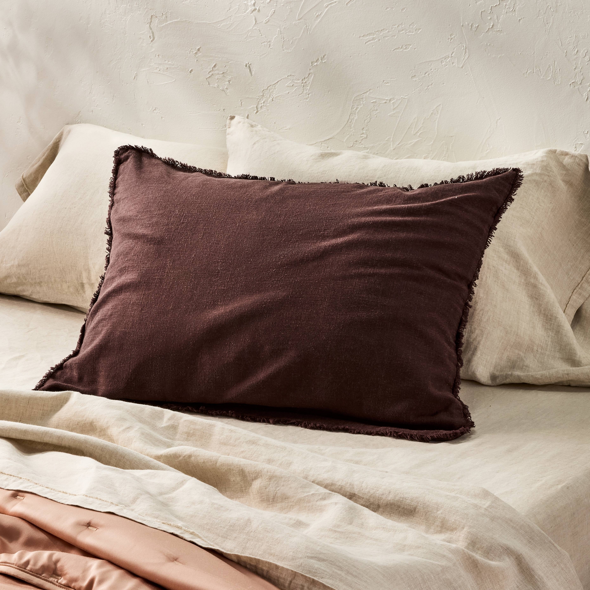 King Heavyweight Linen Blend Comforter Pillow Sham Dark Fig - Casaluna™