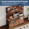 Bakers Rack with Storage Cabinet, 5-Tier Standing Kitchen Industrial Microwave Oven Stand with Power Outlet and 10 Hooks, Rustic Brown - 3 of 4