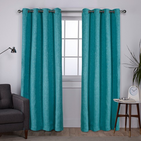 Grommet Top Window Curtain Panel Teal, Teal 2 Panel Curtains