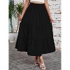 Clearlove Women Midi Skirt with Pockets Elastic High Waist A Line Lace Tiered Skirt - 2 of 4
