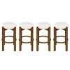 30" Wooden Bar Stools Set, Upholstered Barstool with Rubberwood Frame for Kitchen Island or Home Bar-3irtyhousy - 2 of 4