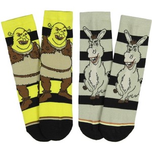 DreamWorks Shrek Boys' Socks Donkey And Shrek 2 Pairs Kids Athletic Crew Socks - 1 of 3