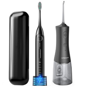 HEATDAZ Electric Toothbrush & Cordless Water Flosser Bundle - 8 Brush Heads, 4 Nozzles, IPX7 Waterproof, 40,000 VPM - Oral Care Set - 1 of 4