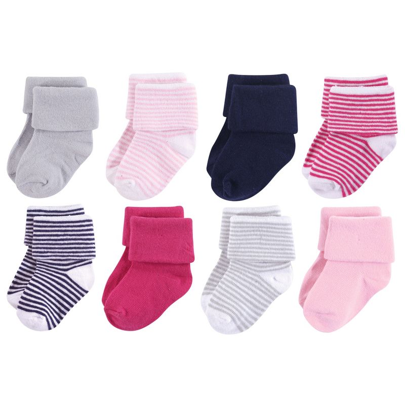 Luvable Friends Baby Girl Fun Essential Socks, Navy Pink, 1 of 3