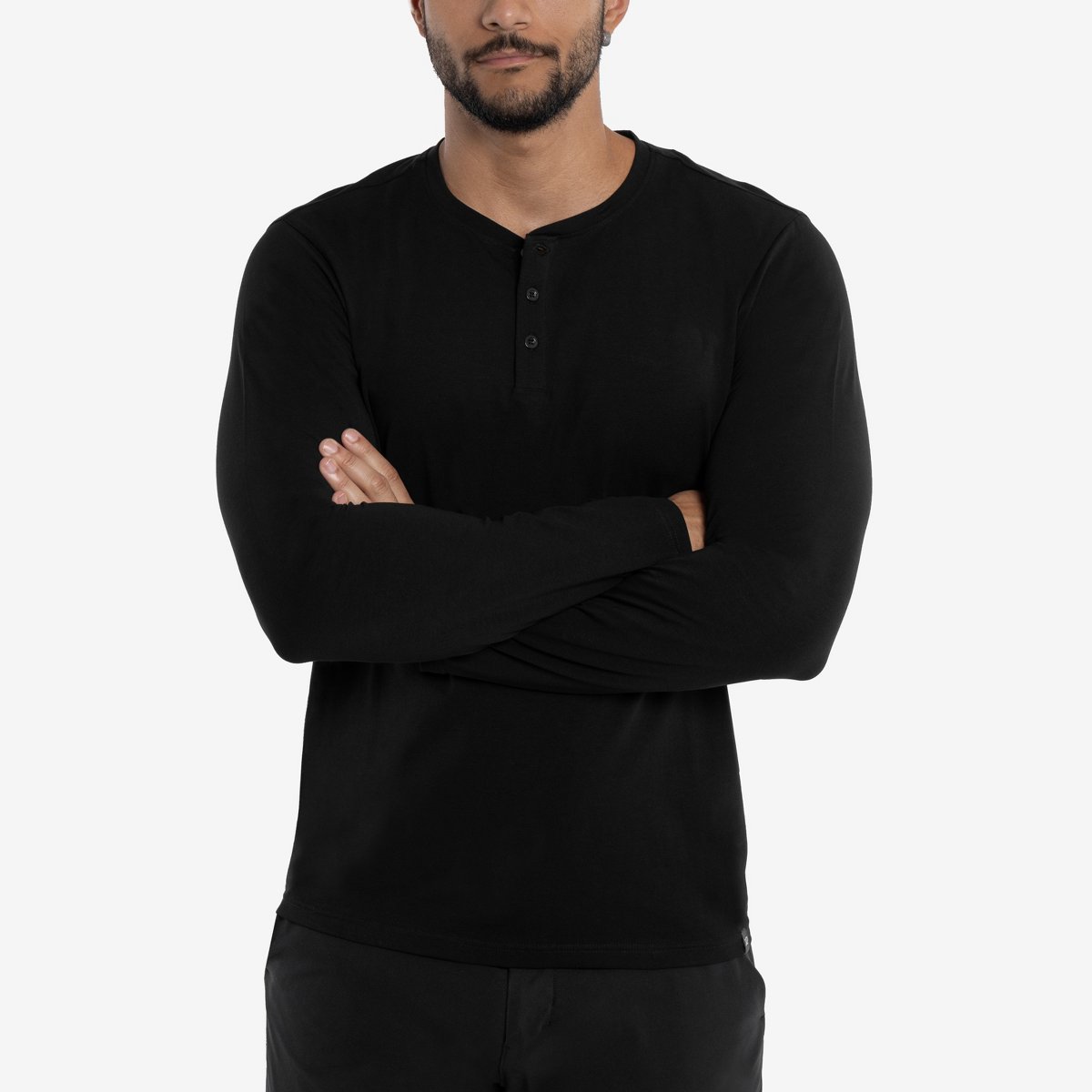 Мужские футболки X RAY Men's V-Neck & Henley Long Sleeve T-Shirt in BLACK Size Small — фото 4