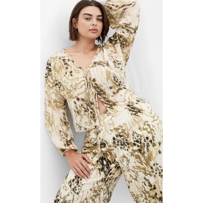 Women's Plus Size Corina Top - beige | CITY CHIC