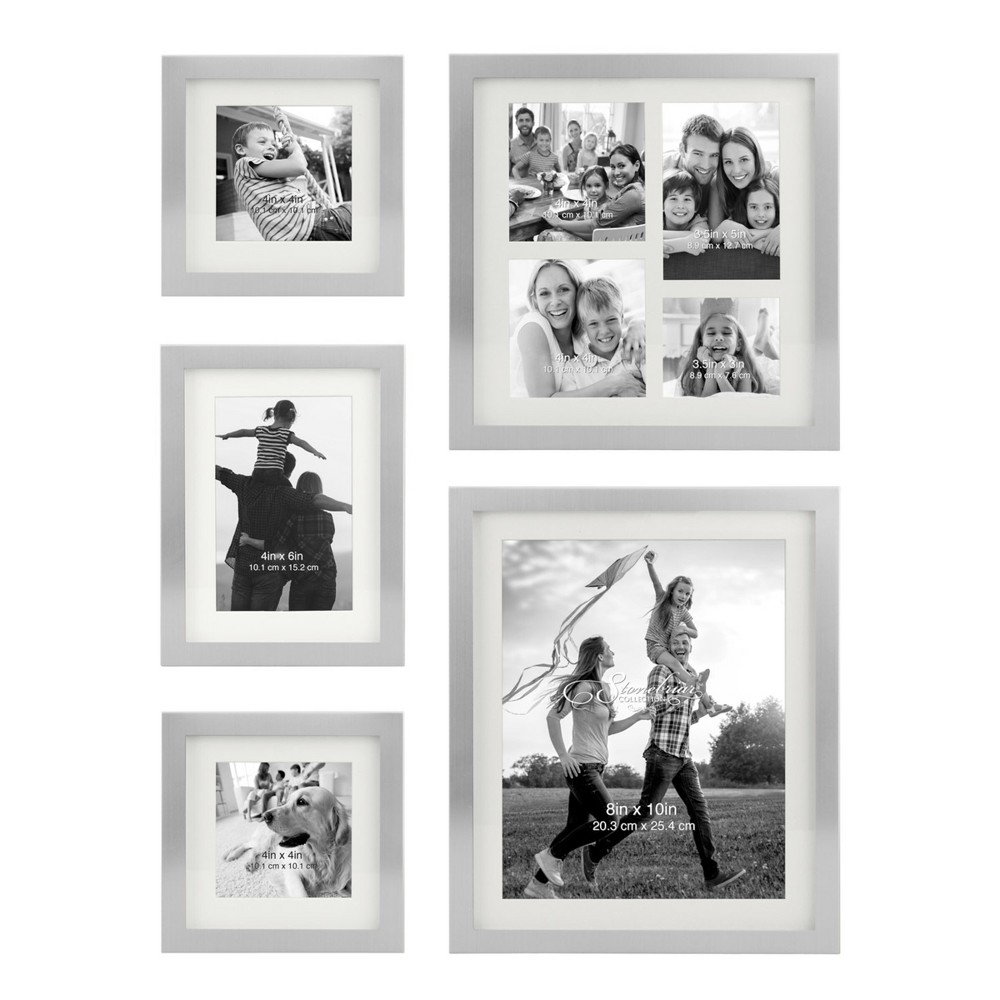 Photos - Photo Frame / Album 5pc Decorative Stamped Photo Frame Set Silver - Stonebriar Collection