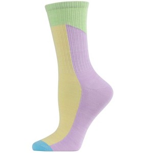 Memoi Women's Multicolor Pastel Patch Retro Vibe Crew Sock Multi 9-11 - 1 of 4