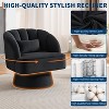 Swivel Barrel Chair,Green Teddy Velvet Upholstered Armchair with Striped Backrest & Plush Padding,Round Lounge Chair for Living Room or Bedroom - 3 of 4