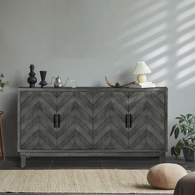 60" Buffet Cabinet with 4 Doors,Large Storage Cabinet Sideboard with Adjustable Shelves, Wooden Console Table TV Stand for Entryway Hallway
