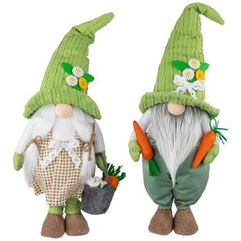 Northlight Gardening Gnomes Easter Figurines - 15" - Green and White - Set of 2