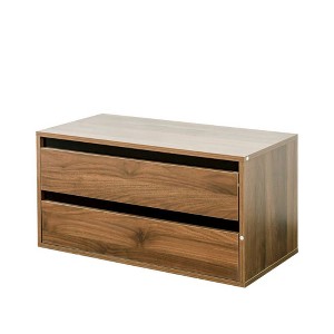 Resenkos 2-Drawer Wooden Stackable Storage Drawers, Small Food Pantry Cabinet, Underbed Drawer for Bedroom, Brown - 1 of 4