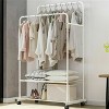 Industrial Heavy Duty Double Clothes Rack Rolling Metal Garment Coat Stand Shoes Shelf with Stable Base for Laundry Home storage - 3 of 4