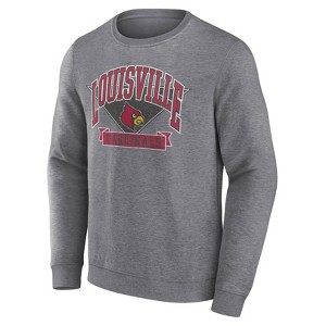 NCAA Louisville Cardinals Men's Gray Crew Neck Fleece Sweatshirt - 1 of 2