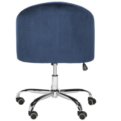 Transitional Navy Velvet Swivel Arm Chair with Chrome Legs