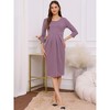 INSPIRE CHIC Women's Maternity Crew Neck 3/4 Sleeves Office Back Zipper Work Pregnancy Dresses - 3 of 4