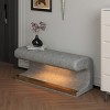 Small Entryway Shoe Bench, Faux Leather Upholstered Ottoman Bench with LED Sensor Light, Bench Seating for Living Room, Bedroom-Cuddlewood - 2 of 4