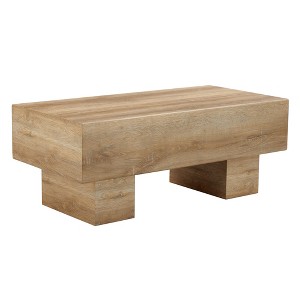 PDTEND 43.3 in. Modern Simple MDF Coffee Table - Natural Wood - 1 of 4