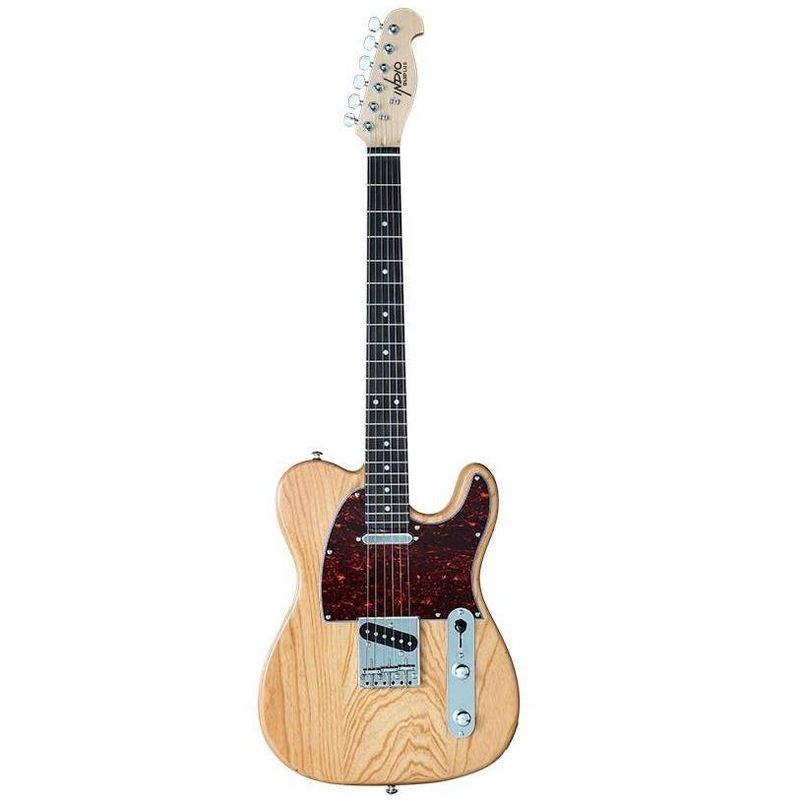 Monoprice Retro DLX Plus Solid Ash Electric Guitar - Natural, With Gig Bag, Ash Body, Maple Neck, Professionally Set-up in the US - Indio Series, 1 of 7
