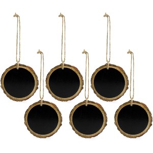 AuldHome Design Wood Slice Chalkboard Ornaments, 6pk; Christmas DIY Blank Holiday Tree Decorations Craft Accessories - 1 of 4