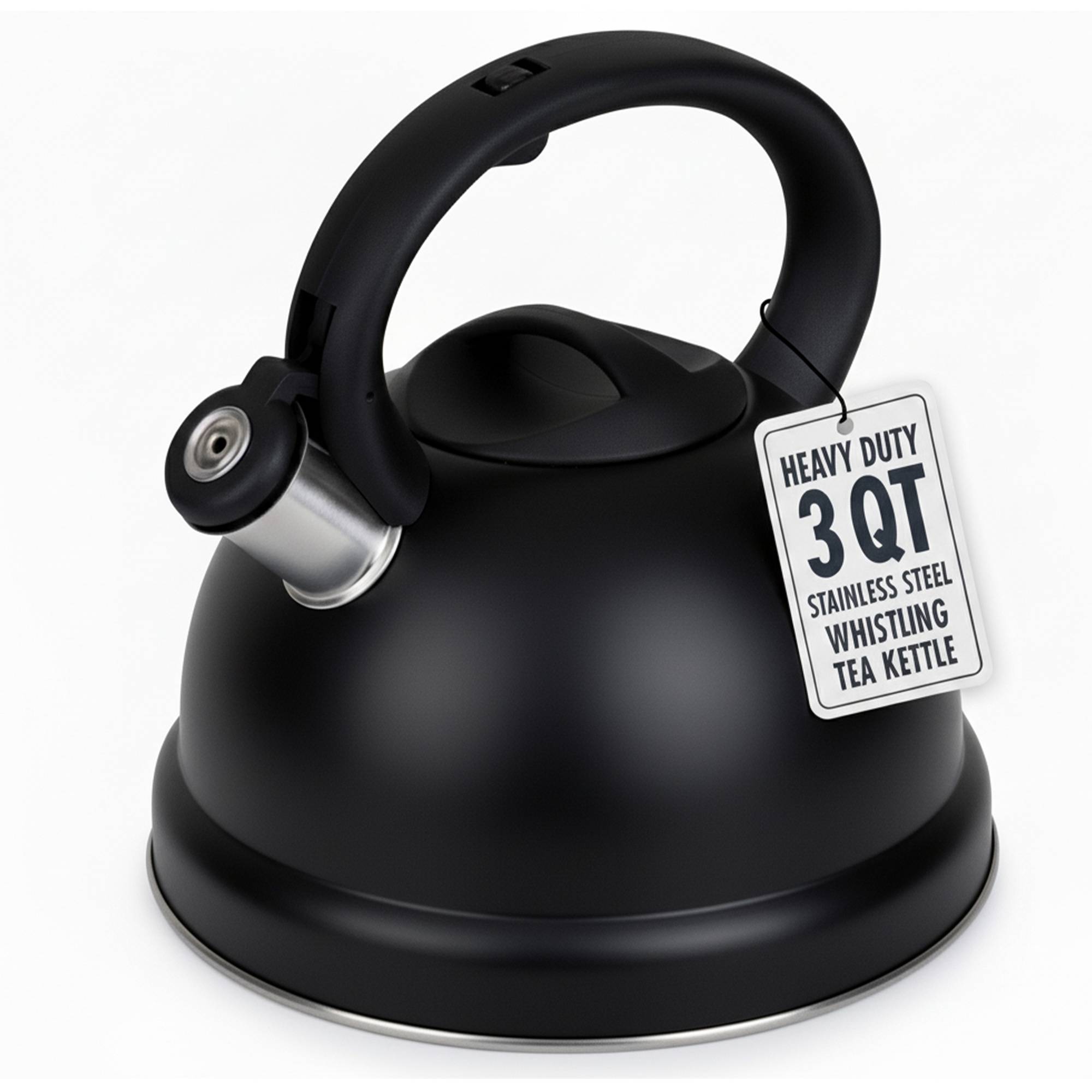3 QT Stainless Steel Whistling Tea Kettle - Black