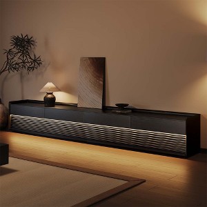 POVISON 118.11" Mid-Century TV Stand with LED Lights, Modern Entertainment Center, Cabinet with Adjustable Light - 1 of 4