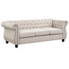 Chesterfield Large Couch 83" Rolled Arm Chenille Sofa Deep Seat for Living Room and Office Beige - Morden Fort - 3 of 4
