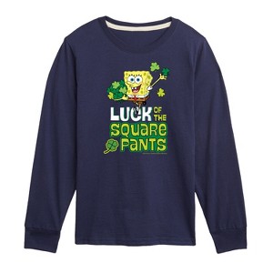 Boys' - SpongeBob Squarepants - Luck Of The Square Pants Long Sleeve Graphic T-Shirt - 1 of 4