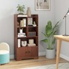 Costway 4-Tier Bookshelf 2-Door Storage Cabinet with4 Cubes Display Shelf for Home Office - 2 of 4