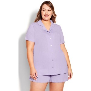 Avenue Button Short Sleeve Sleep Top - 1 of 4