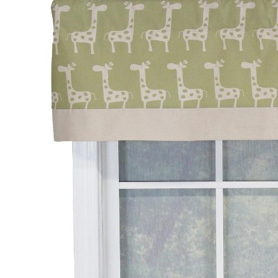 Giraffe Pattern Green and Beige Cotton Window Valance