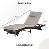 Outdoor Chaise Lounge Chair Set of 2, Wicker Reclining Lounge with Adjustable Backrest & Cushion, Sunbathing Chair for Patio Pool Garden - 3 of 4