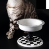 FairyLand™ - Elevated Ceramic Pet Bowl – Black & White Chess Design, Anti-Slip, Ergonomic Raised Feeder (6.9" Wide, 5.2" Tall) - 2 of 4