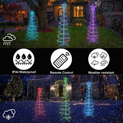 60-Inch Multicolor LED Spiral Christmas Tree Set with Remote