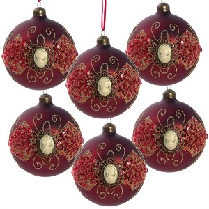Tramull Set of 6 Glass Christmas Ball Ornaments, 3.9" Glitter Hanging Decor for Holiday Tree & Party Decorations - 1 of 4