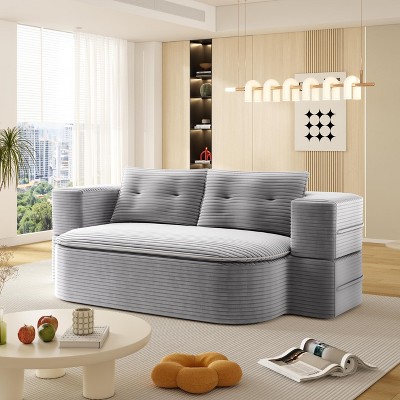 NicBex Functional Foldable Futon Sofa Bed with Plush Blanket & Pillows,Convertible Sleeper Deep Seat  Sofa Couch for Living Room