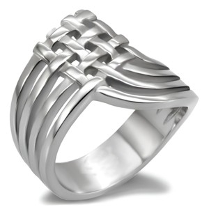 Slickblue Women’s Polished Geometric Crisscross Stainless Steel Ring – Minimalist, No Plating, No Stone, Size 5-6 - 1 of 4