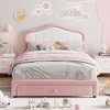 Homhougo Twin Upholstered Bed Frame with Storage Drawers, Cute Girls & Boys Bed with Adjustable Headboard Pink - 4 of 4